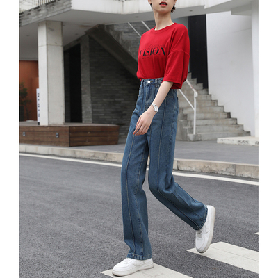 taobao agent Spring retro loose straight jeans, high waist, fitted