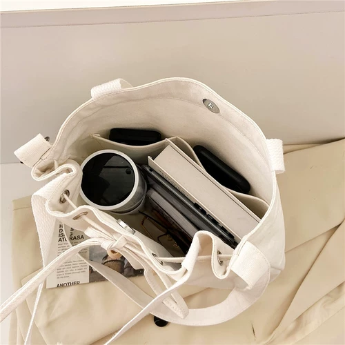 Шоппер, универсальная вместительная и большая японская сумка на одно плечо, льняная сумка, в корейском стиле