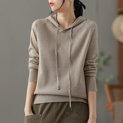 Короткая трикотажная толстовка с капюшоном, свитер, базовое приятное телу демисезонное термобелье, свободный крой, в западном стиле