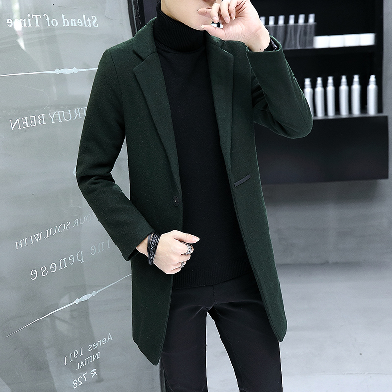 Autumn mid-length windbreaker men's 2020 Korean style slim casual jacket student male coat personality trend clothes