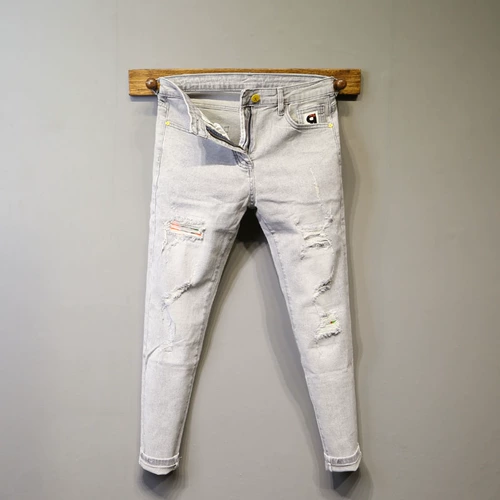 Модные джинсовые эластичные штаны, комбинезон, в корейском стиле, в обтяжку