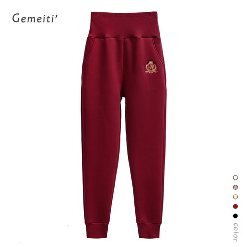 Спортивные демисезонные удерживающие тепло штаны для отдыха, высокая талия, свободный крой, большой размер