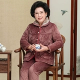 Зимняя флисовая коралловая бархатная пижама, стеганый демисезонный комплект для пожилых людей для матери, увеличенная толщина, для среднего возраста