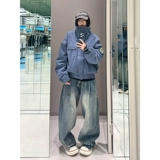 Синяя мужская осенняя куртка, короткая бейсбольная форма, в американском стиле