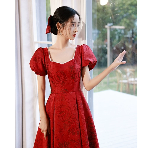 Бордовое цветное вечернее платье, наряд маленькой принцессы, изысканный стиль, французский стиль, подходит для подростков