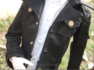 taobao agent Baby clothes/bjd/sd black leather long -sleeved lapel top (1/4, 1/3, uncle)