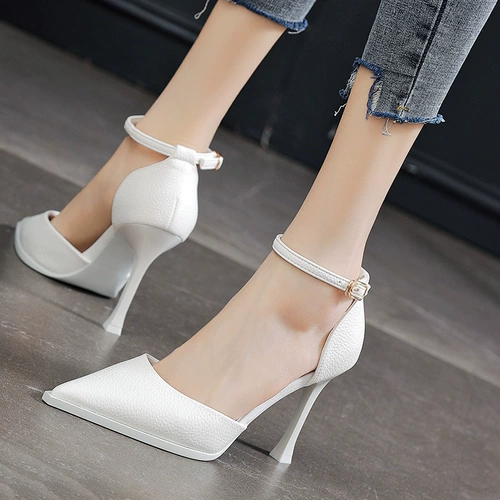 Белая обувь на высоком каблуке, летние туфли с заостренным носом, французский стиль, 2022