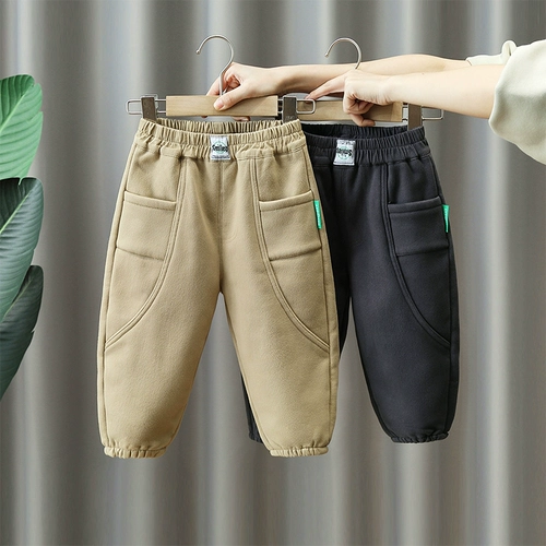 Бархатные демисезонные штаны для мальчиков, детский пуховик, в западном стиле, 2022, увеличенная толщина, свободный крой