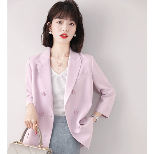 Нежный и способный!Хороший сказочный костюм!2020 Taro Purple Double Diffice Drimbing Solid Color Jacket