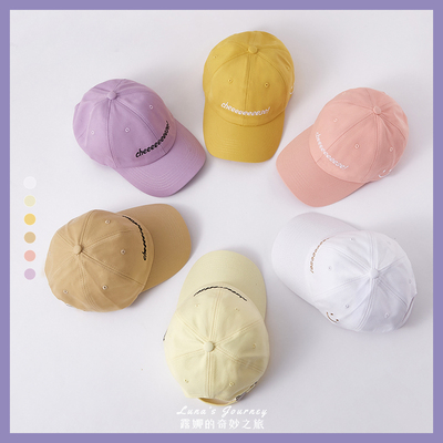 taobao agent [Luna's Wonderful Journey] Korean version of purple peaked cap female summer couple shade pink baseball hat yellow