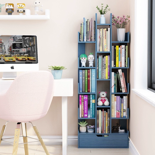 Книжные магазины Установка стойки, расположенные на земле с настенной в форме, простой маленький книжный шкаф для гостиной детские полки для хранения простые современные дома