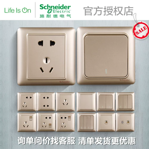 Переключатель Schneider Sweet Panel Panel Ruiyi Jin Five -Hole Socket Single -Control Home 86