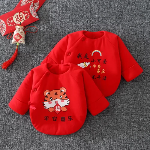 Стеганый детский красный удерживающий тепло топ для новорожденных, детская демисезонная куртка