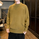 Мужской демисезонный трендовый флисовый шерстяной трикотажный свитер, высокий воротник, коллекция 2021, увеличенная толщина