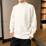 Мужской демисезонный трендовый флисовый шерстяной трикотажный свитер, высокий воротник, коллекция 2021, увеличенная толщина