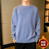 Мужской демисезонный трендовый флисовый шерстяной трикотажный свитер, высокий воротник, коллекция 2021, увеличенная толщина