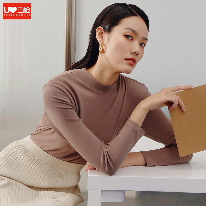 清仓内衣女士单件打底衫莱卡纯棉弹性保暖上衣修身内衣半高领秋衣