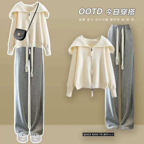 Зимний трикотажный свитер, комплект, карандаш, штаны, в стиле Шанель, новая коллекция, по фигуре