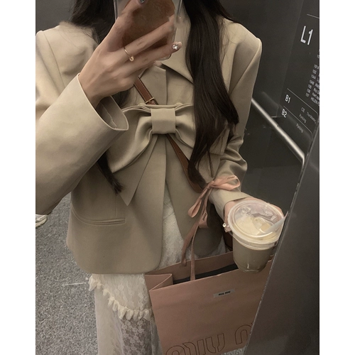 Хаки пиджак классического кроя с бантиком, сексуальная куртка, коллекция 2023