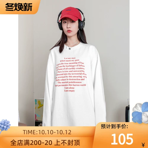 Лонгслив, ретро хлопковая трендовая футболка для влюбленных, в американском стиле