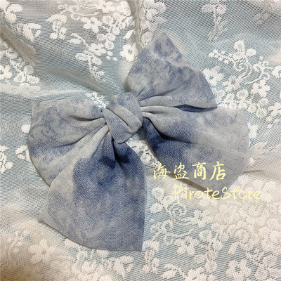 taobao agent Blue dream tie dye blue pink oversized bow daily versatile pure desire students jk spring hair clip