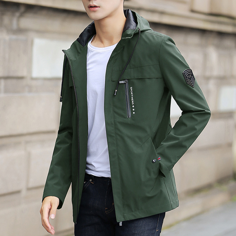 2020 autumn and winter new men's jackets Korean style slim jacket men's plus velvet thick mid-length style clothes men