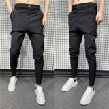 Демисезонные штаны, черные повседневные брюки, популярно в интернете