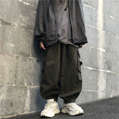 Брендовый японский ретро мешочек, однотонные штаны в стиле хип-хоп, осенний