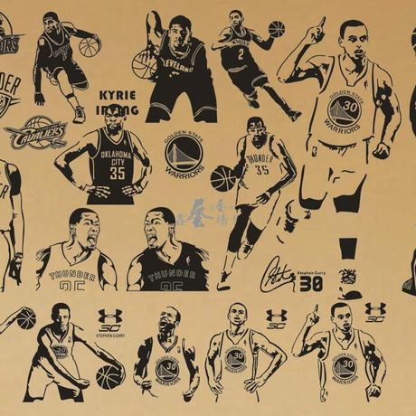 nba篮球明星剪影库里 杜兰特 欧文 男生宿舍床头装饰品墙贴纸画