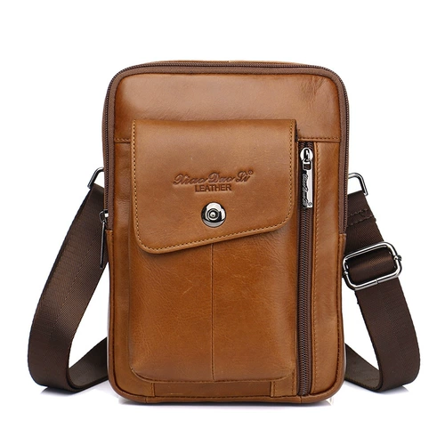 Сумка через плечо, ретро сумка на одно плечо, кожаная нагрудная сумка, универсальный рюкзак, из натуральной кожи, 8 дюймов