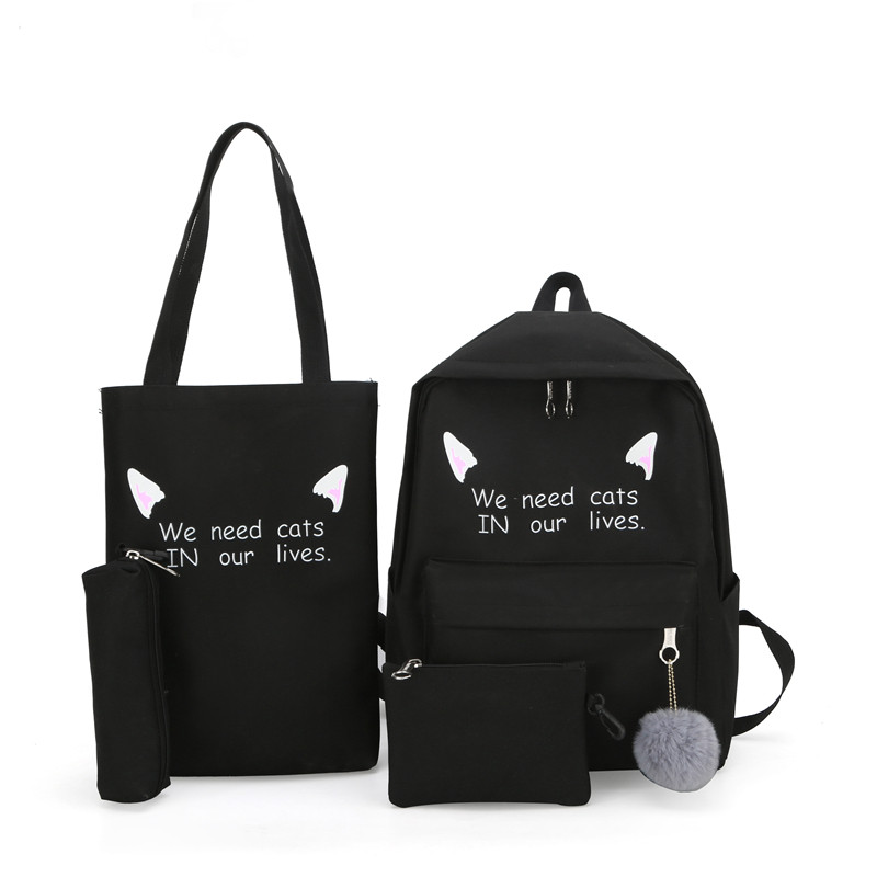 Buy Han version canvas double shoulder bag female high school junior
