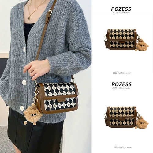 Демисезонная сумка через плечо, шахматы, премиум класс