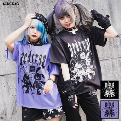 taobao agent Jier Crescent Witch Moon Blood Blood Packet Printing Loose Neutral Short -sleeved T -shirt ACDC RAG Taiwan Agent