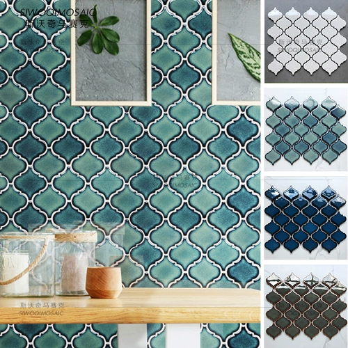 Зеленая фонарь плитка керамическая мозаичная кухня ванная комната ванная комната фоновая плитка на стенах