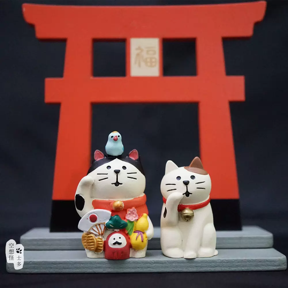 日本正月祈福鲤鱼猫骑猪猫贺岁礼物年年有鱼创意小摆件新年吉祥物 Taobao