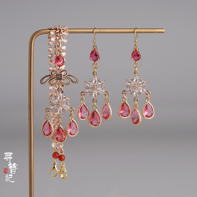 taobao agent Zirconium, red earrings