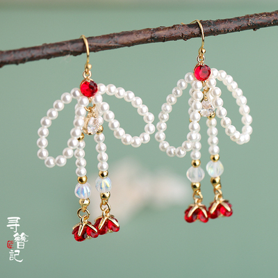 taobao agent Xunzhi Ji original handmade Beizhu bow cute Lolita earrings jez106