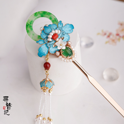 taobao agent Genuine retro ethnic Hanfu, cheongsam, green Chinese hairpin with tassels, ethnic style