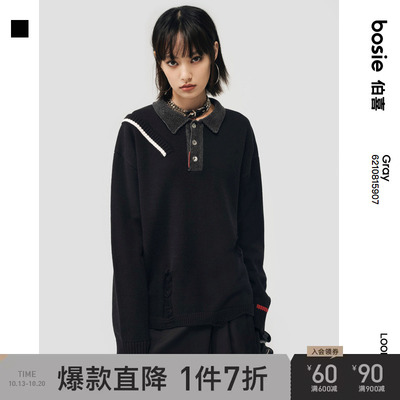 taobao agent Spring scarf, sweater, 2023, trend of season, polo collar