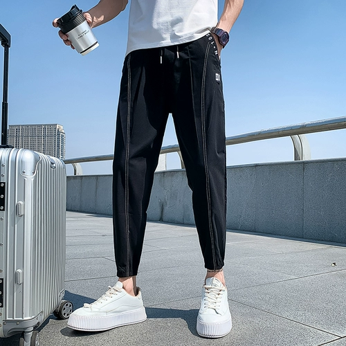 Мужские летние брендовые трендовые универсальные штаны для отдыха, облегающий крой