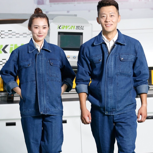 Демисезонный хлопковый джинсовый износостойкий комбинезон, защита от ожогов