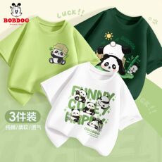 Футболка детская 巴布豆男童短袖t恤夏季纯棉2024新款童装男孩夏装宽松儿童上衣