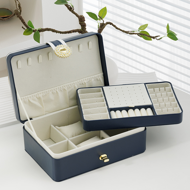 Double-layer diamond buckle navy blue main model