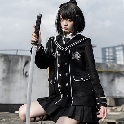 taobao agent Genuine uniform, demi-season pleated skirt, jacket, set