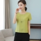 Vải lanh cotton T-shirt của phụ nữ eo cao lỏng lẻo phần mỏng mỏng từ bi vải lanh ngắn tay phụ nữ lanh ngắn mùa hè hàng đầu phụ nữ - Áo phông