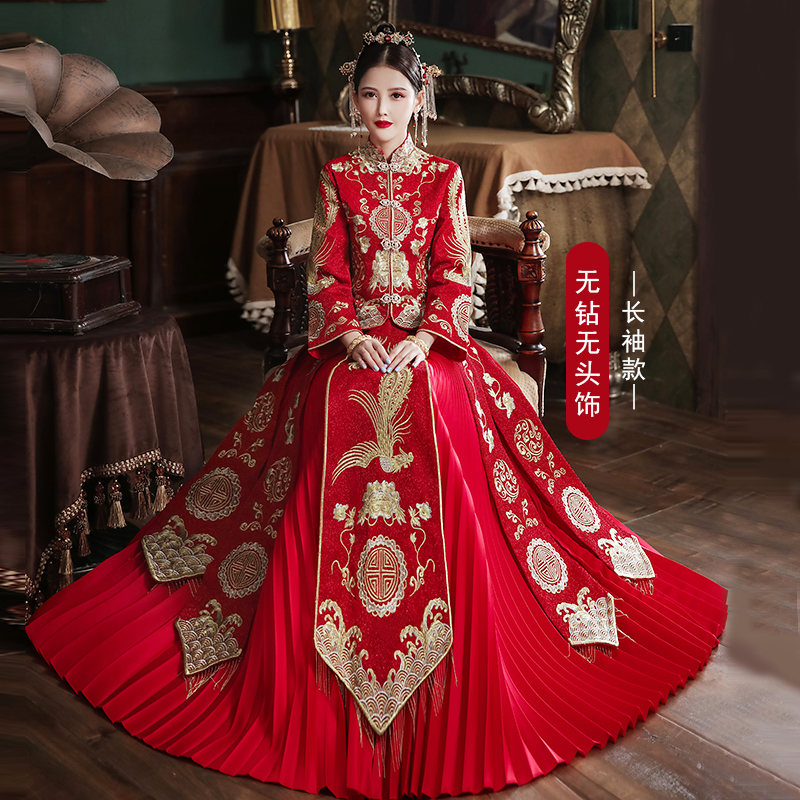 xiuhe clothing 2020 new bride dragon and phoenix gown wedding toast clothing chinese dress pregnant women show kimono women embroidered clothing