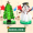绿色圣诞树+树枝雪人
