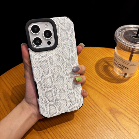 Black & White Python Texture Snake Skin Pattern iPhone Case