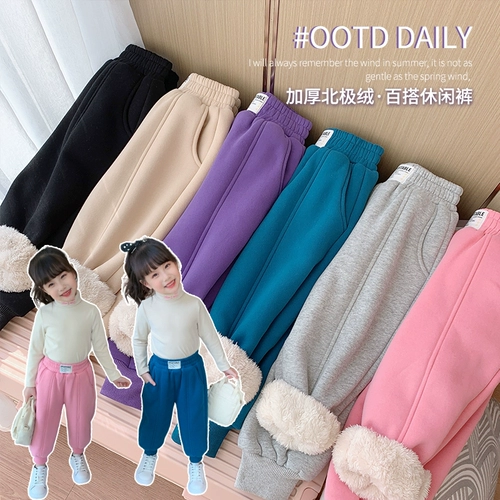 Флисовые штаны для отдыха, детский пуховик, повседневные брюки, увеличенная толщина, в западном стиле, коллекция 2023