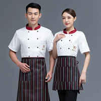 Белая футболка, фартук, короткий рукав